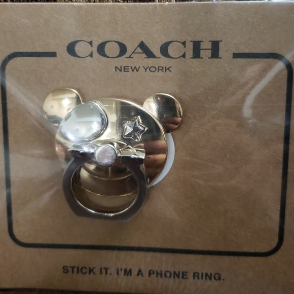 Coach Gold Bear with Eye Patch Star Phone Grip. - Picture 3 of 3